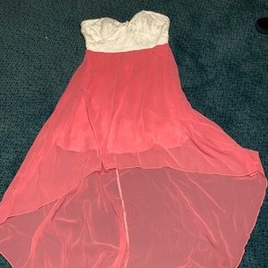 NWT Women’s Lulus High Low Strapless Coral Dress